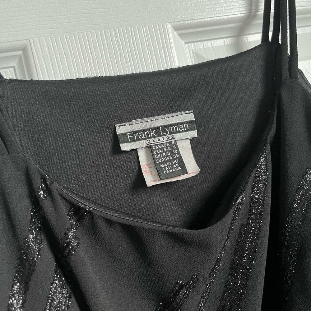 Frank Lyman dress black Y2K sparkly women mini cocktail vintage medium - Picture 3 of 6